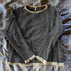 Eileen Fisher black and white striped sweater, size petite L